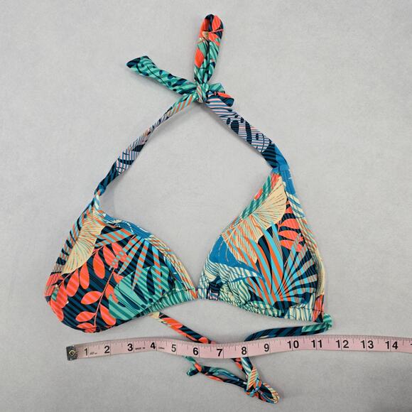 Sun & Sea Green Tropical Padded Tie Swim Sports Bra Beach Bikini Top M Medium - Picture 4 of 7